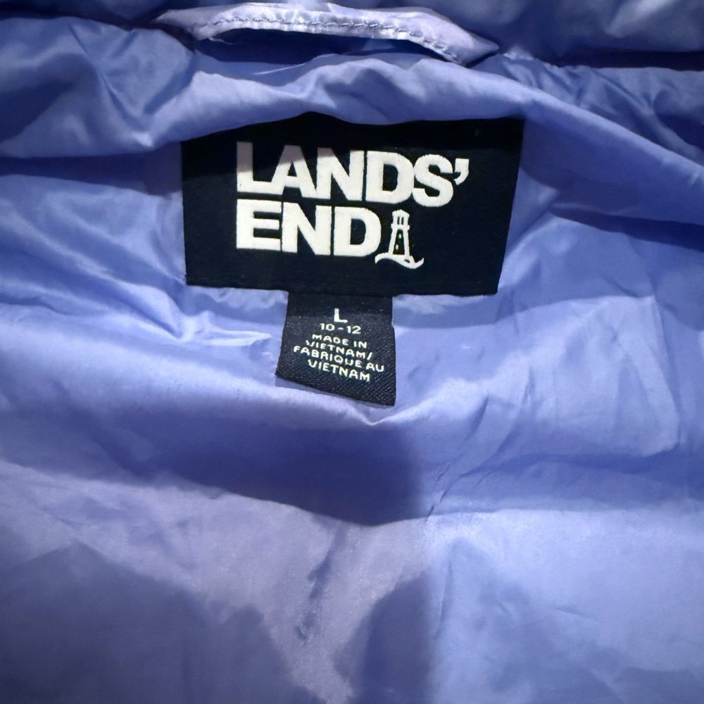 Lands' End Lavender Purple Girls Lg (10-12) Quilted Puffer Full Zip Vest - Picture 11 of 11